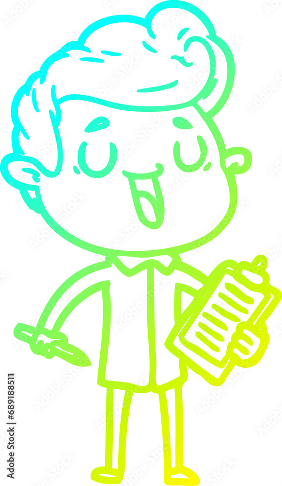 cold gradient line drawing of a happy cartoon man cold gradient line drawing of a happy cartoon man