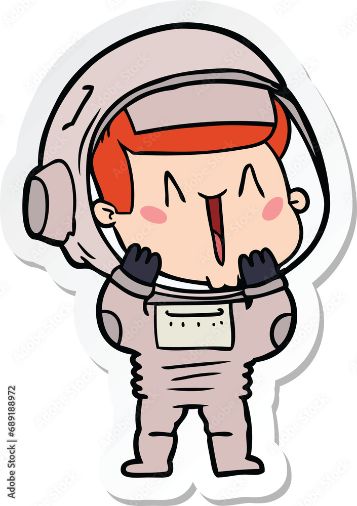 sticker of a happy cartoon astronaut sticker of a happy cartoon astronaut