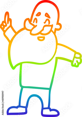 rainbow gradient line drawing of a cartoon man with beard