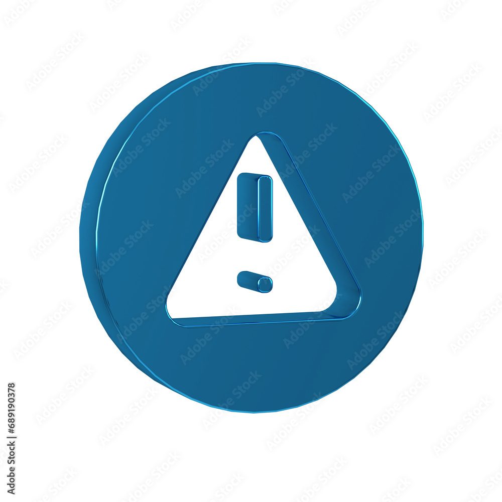 Blue Exclamation mark in triangle icon isolated on transparent background. Hazard warning sign, careful, attention, danger warning important. Blue Exclamation mark in triangle icon isolated on transparent background. Hazard warning sign, careful, attention, danger warning important.