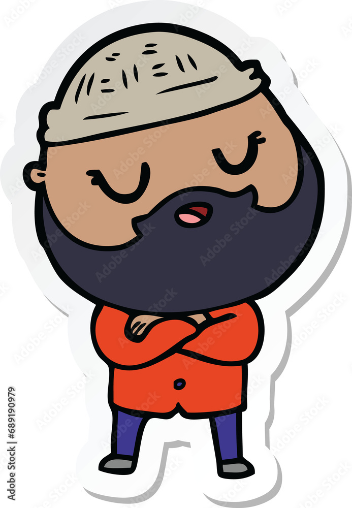 sticker of a cartoon man with beard