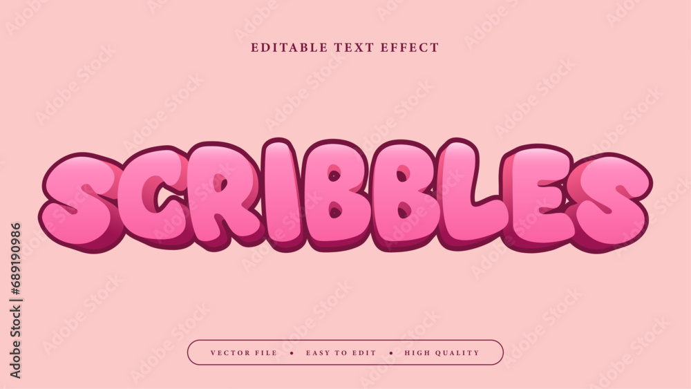 Editable text effect. Scribbles pink text.