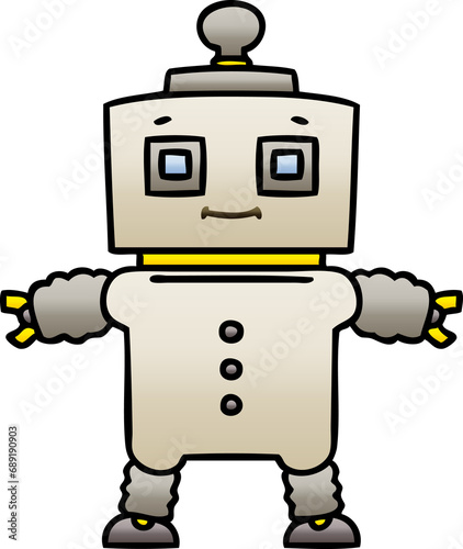gradient shaded quirky cartoon robot