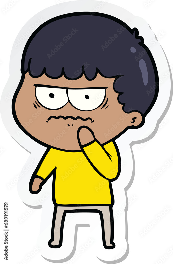 sticker of a cartoon annoyed man