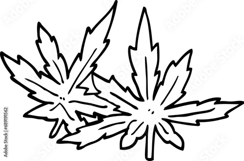 line drawing cartoon marijuana leaves