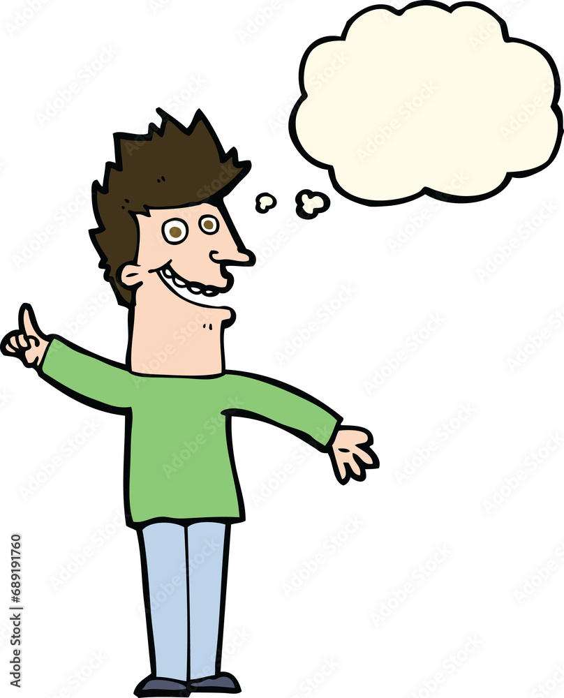 cartoon happy man with thought bubble cartoon happy man with thought bubble