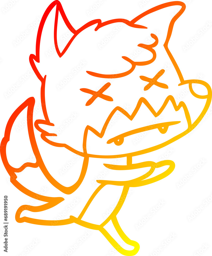 Fototapeta premium warm gradient line drawing of a cartoon dead fox