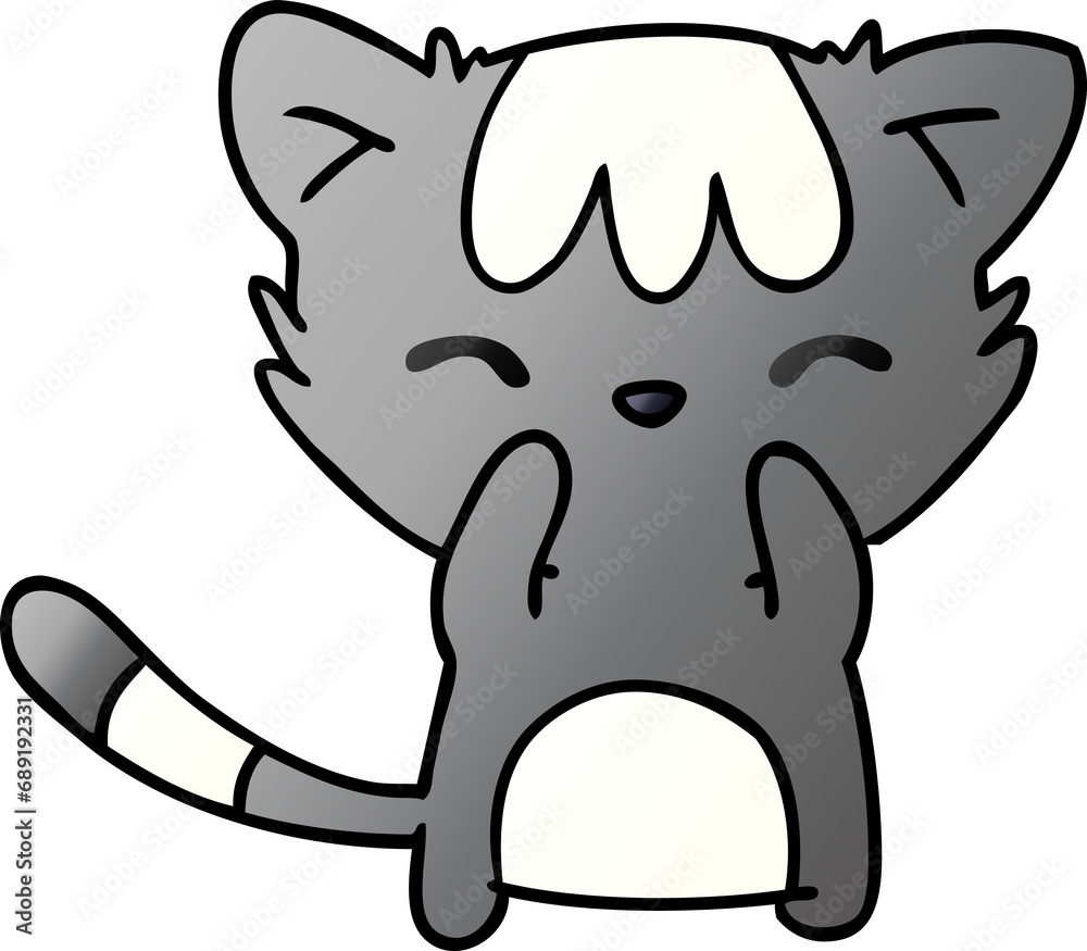 Obraz premium freehand drawn gradient cartoon of cute kawaii cat
