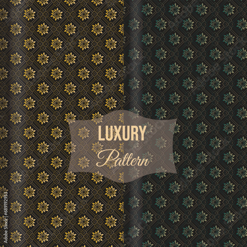 Luxury background pattern with flowers and lines. gold and green colors decorative wallpaper.