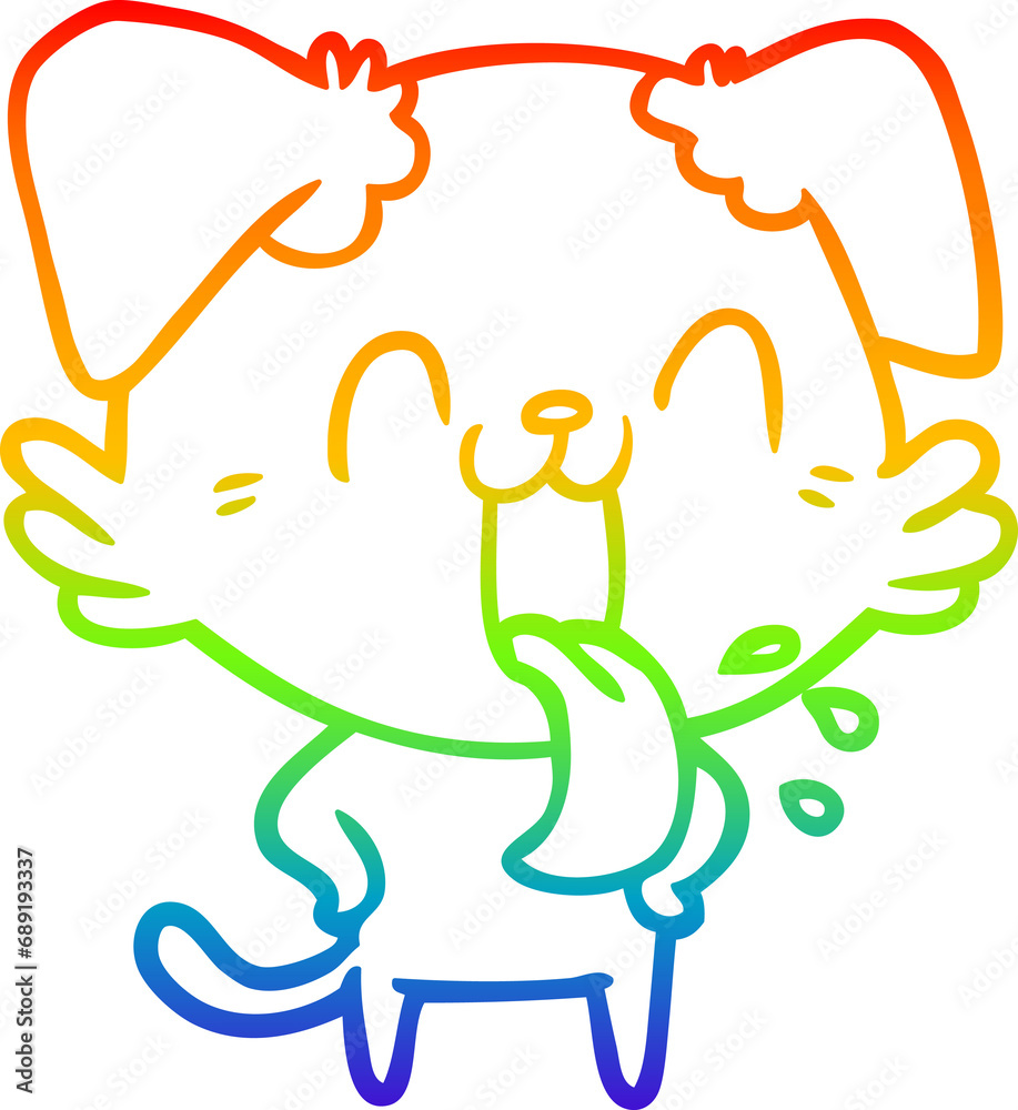 rainbow gradient line drawing of a cartoon panting dog rainbow gradient line drawing of a cartoon panting dog