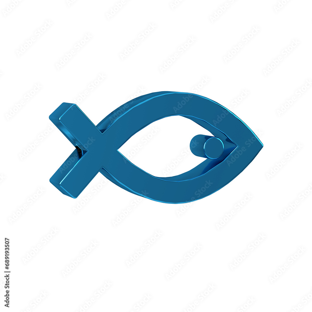 Blue Christian fish symbol icon isolated on transparent background. Jesus fish symbol.