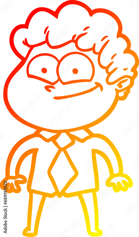 warm gradient line drawing of a cartoon happy man warm gradient line drawing of a cartoon happy man
