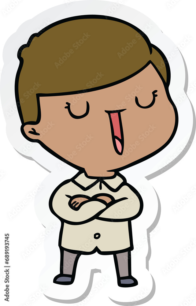 sticker of a cartoon happy boy sticker of a cartoon happy boy