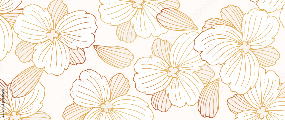 custom made wallpaper toronto digitalLuxury golden floral vector background. Golden gradient. Roses and leaves, floral lines, wallpaper design for prints, wall art, greeting cards, invitations.