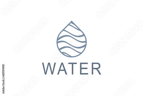 Logo illustration of flowing water with a water drop shape.