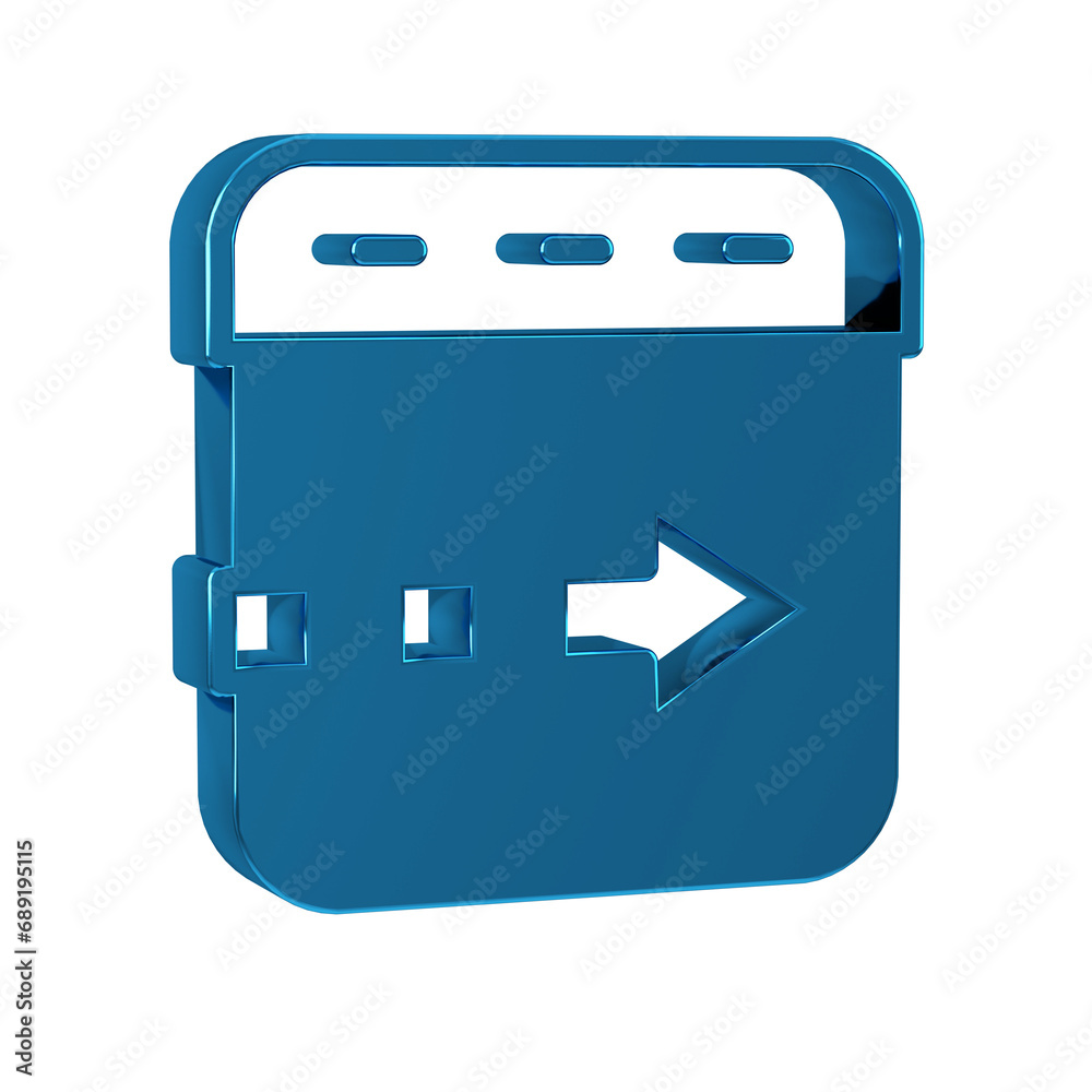 Blue Time flies on the clock icon isolated on transparent background. Blue Time flies on the clock icon isolated on transparent background.