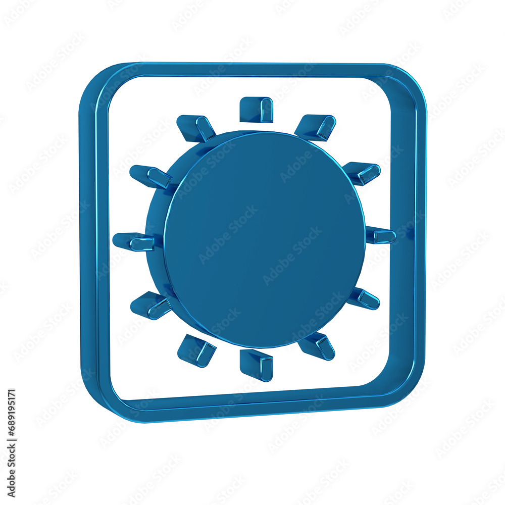 Blue Sun icon isolated on transparent background.