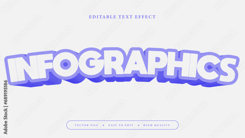 Editable text effect. Pastel style infographics purple text.