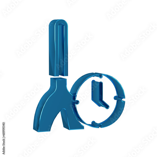 Blue Cleaning time icon isolated on transparent background. Sanitary service, house hygiene.