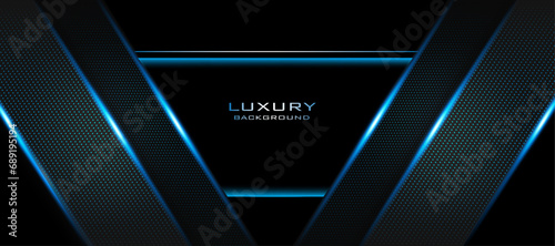 vector illustration blue color glowing light lines and blue light dots modern technology and energy concept luxury abstract digital backdrop design, use for cover design and award banner template.