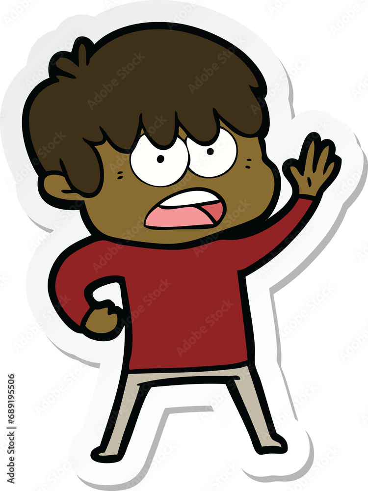 sticker of a worried cartoon boy sticker of a worried cartoon boy
