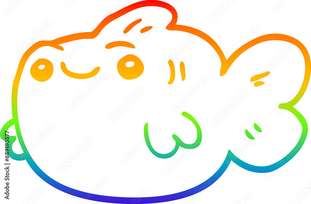 rainbow gradient line drawing of a cartoon fish rainbow gradient line drawing of a cartoon fish