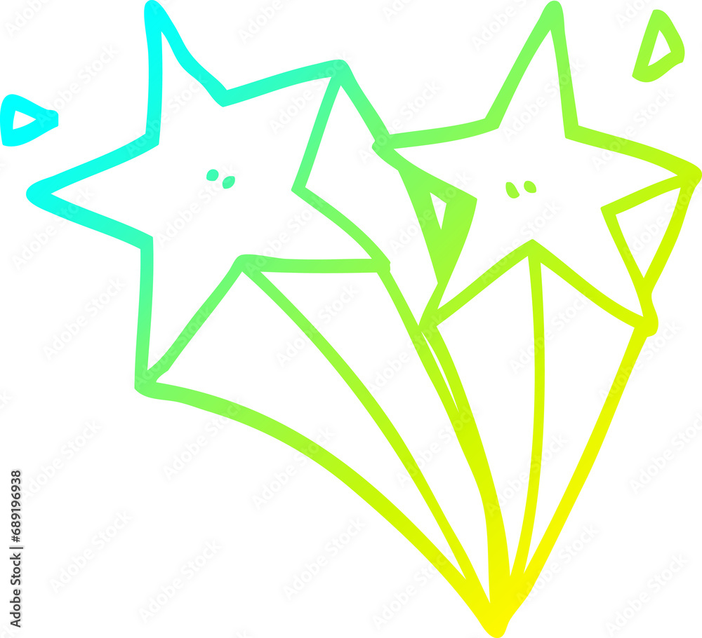 cold gradient line drawing of a cartoon shooting stars cold gradient line drawing of a cartoon shooting stars