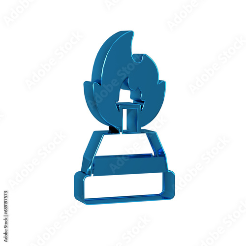 Blue Alcohol or spirit burner icon isolated on transparent background. Chemical equipment.