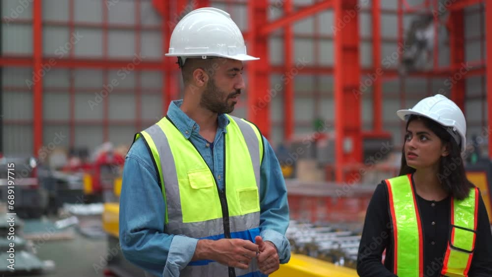 Engineers discussing together while inspect in factory. Engineers discussing together while inspect in factory.