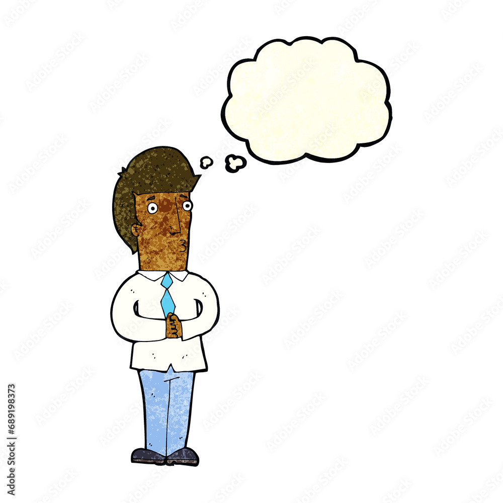 cartoon nervous man with thought bubble cartoon nervous man with thought bubble