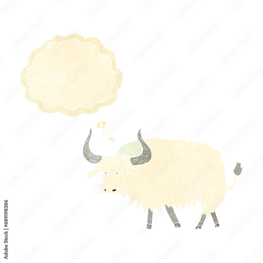 cartoon annoyed hairy ox with thought bubble cartoon annoyed hairy ox with thought bubble