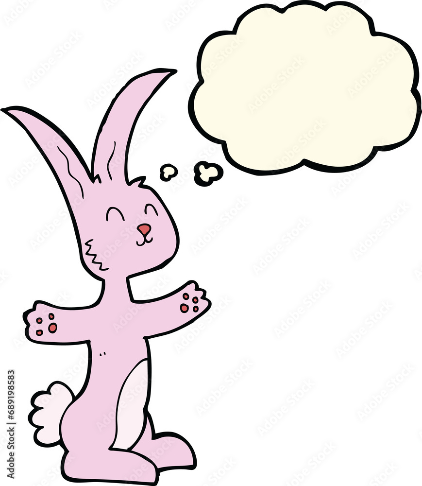 cartoon rabbit with thought bubble cartoon rabbit with thought bubble