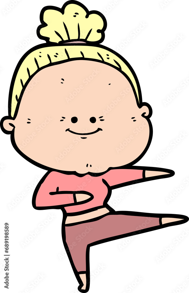 cartoon happy old woman