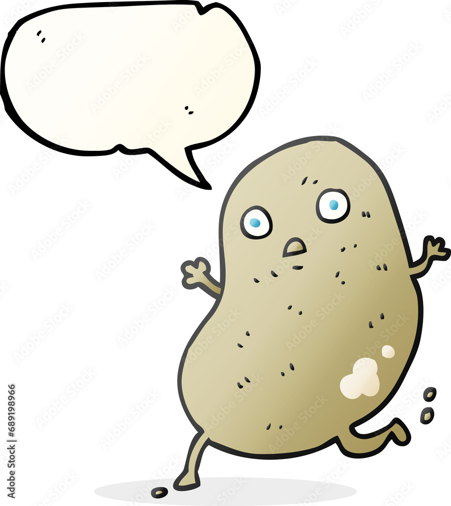 Fototapeta premium freehand drawn speech bubble cartoon potato running