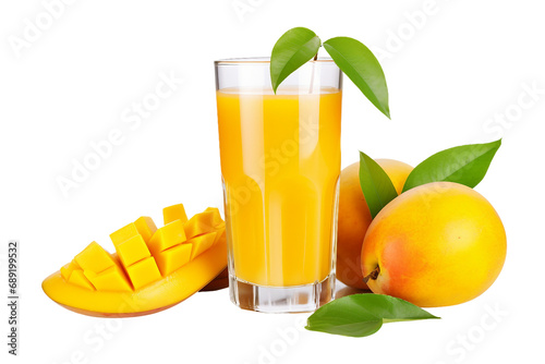 Zesty Infusion Orange Mango Nectar isolated on transparent background photo