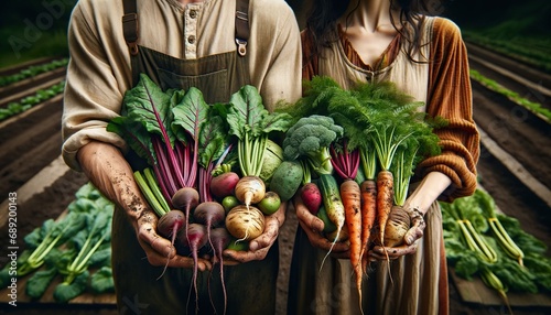 arvest in hand, the rustic charm of root vegetables photo