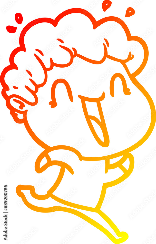 warm gradient line drawing of a cartoon happy man