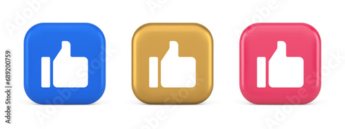Thumb up like cool button cyberspace approve acceptance communication 3d realistic icon