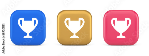 Cup trophy award best win achievement button first place game online connection 3d icon