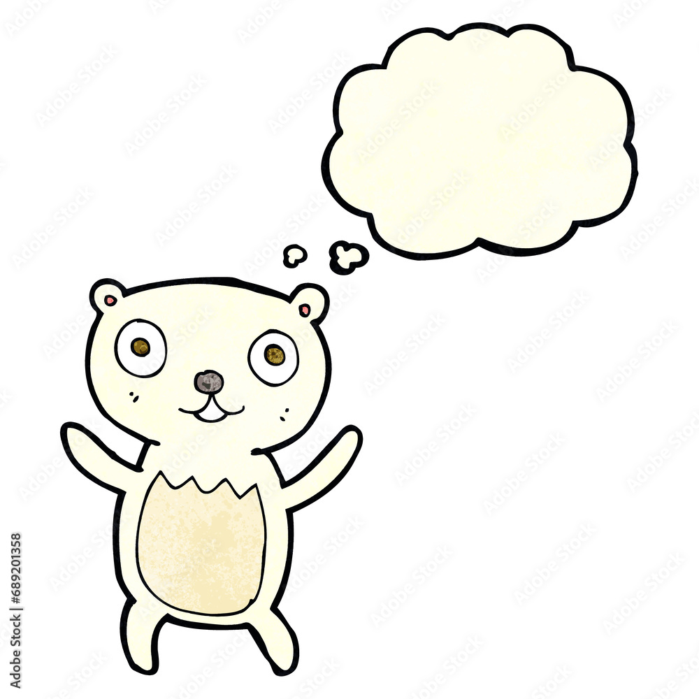 cartoon polar bear cub with thought bubble cartoon polar bear cub with thought bubble