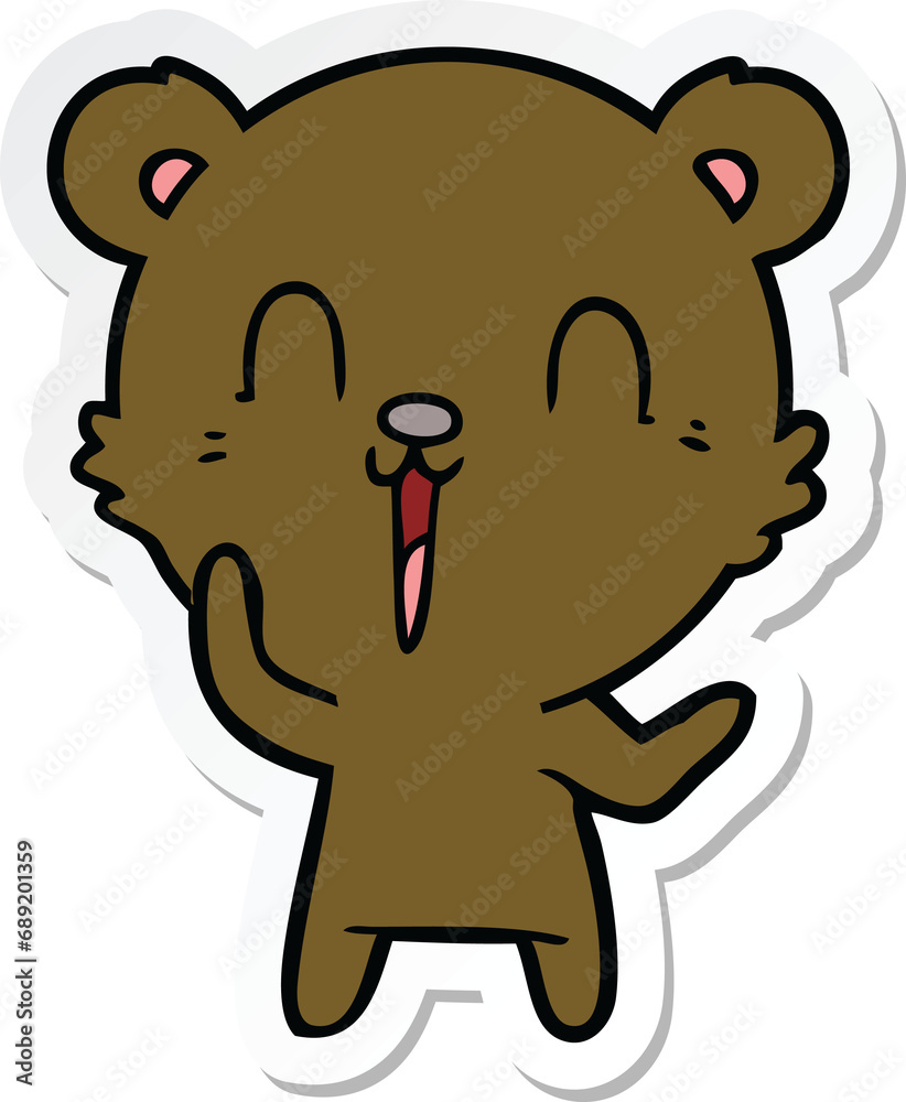 sticker of a happy cartoon bear sticker of a happy cartoon bear