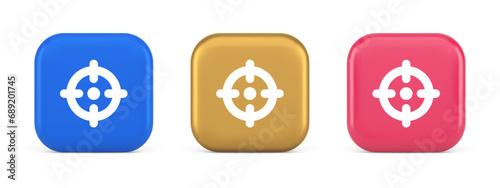 Target aim accuracy focus button application weapon shot bullseye 3d realistic icon