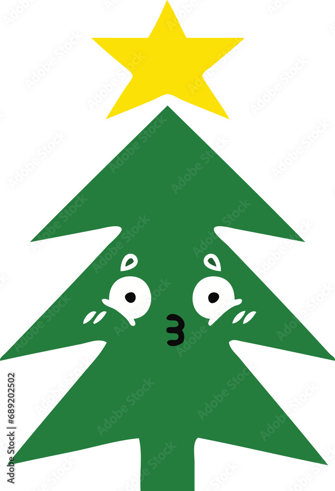 flat color retro cartoon of a christmas tree flat color retro cartoon of a christmas tree