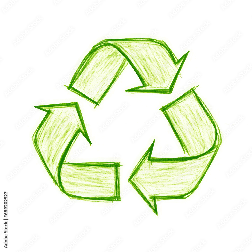 Obraz premium Sketchy Sustainability, Hand Drawn Recycle Icon on White Background, Eco Friendly Symbol.