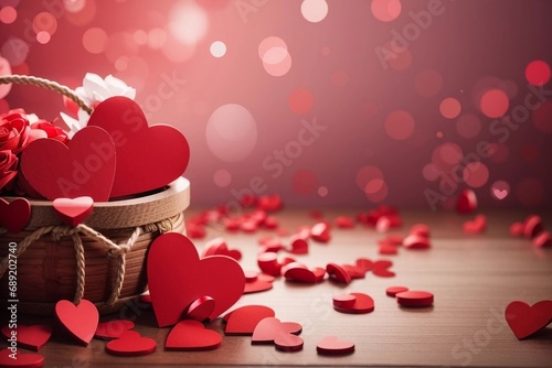 Romance y Pasión: Celebrando el Amor. Corazón y Rosa: Ilustraciones Románticas. Decoraciones de Amor: Celebrando el 14 de Febrero photo