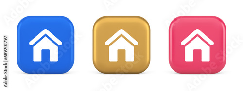 Main internet page button homepage house with roof navigation cyberspace interface 3d icon