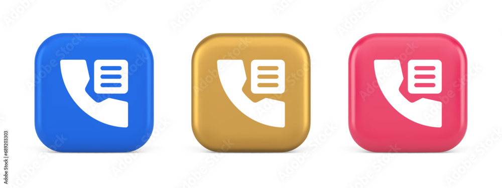 Phone book contact numbers list button search voice communication 3d realistic icon Phone book contact numbers list button search voice communication 3d realistic icon