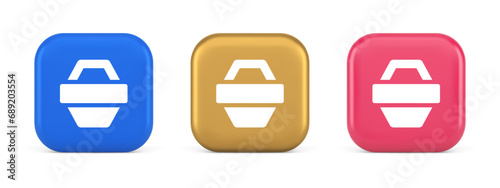 Shopping basket online store button commercial market checkout web app design 3d icon