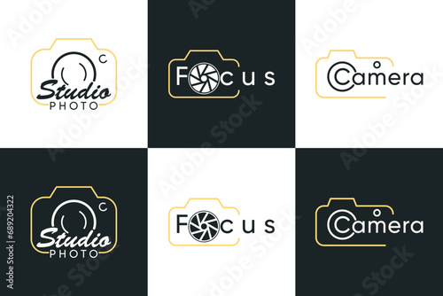 set of camera logo design with modern concept premium vector