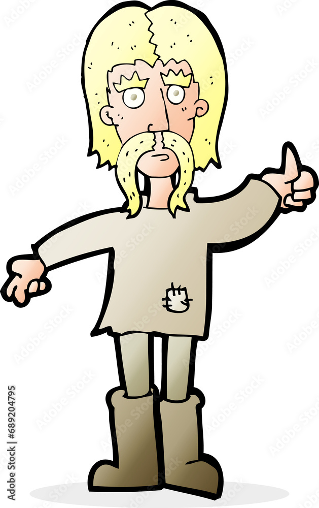 cartoon hippie man giving thumbs up symbol cartoon hippie man giving thumbs up symbol